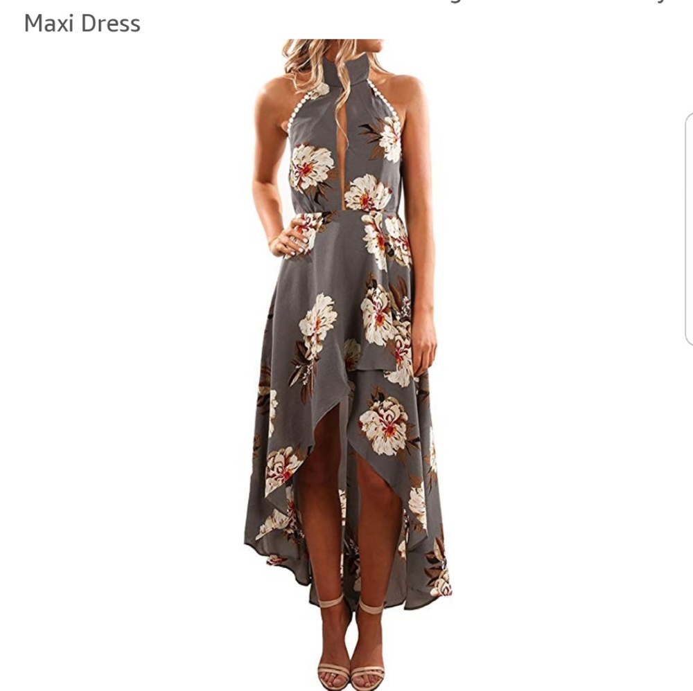 Floral Print High Low Maxi Dress